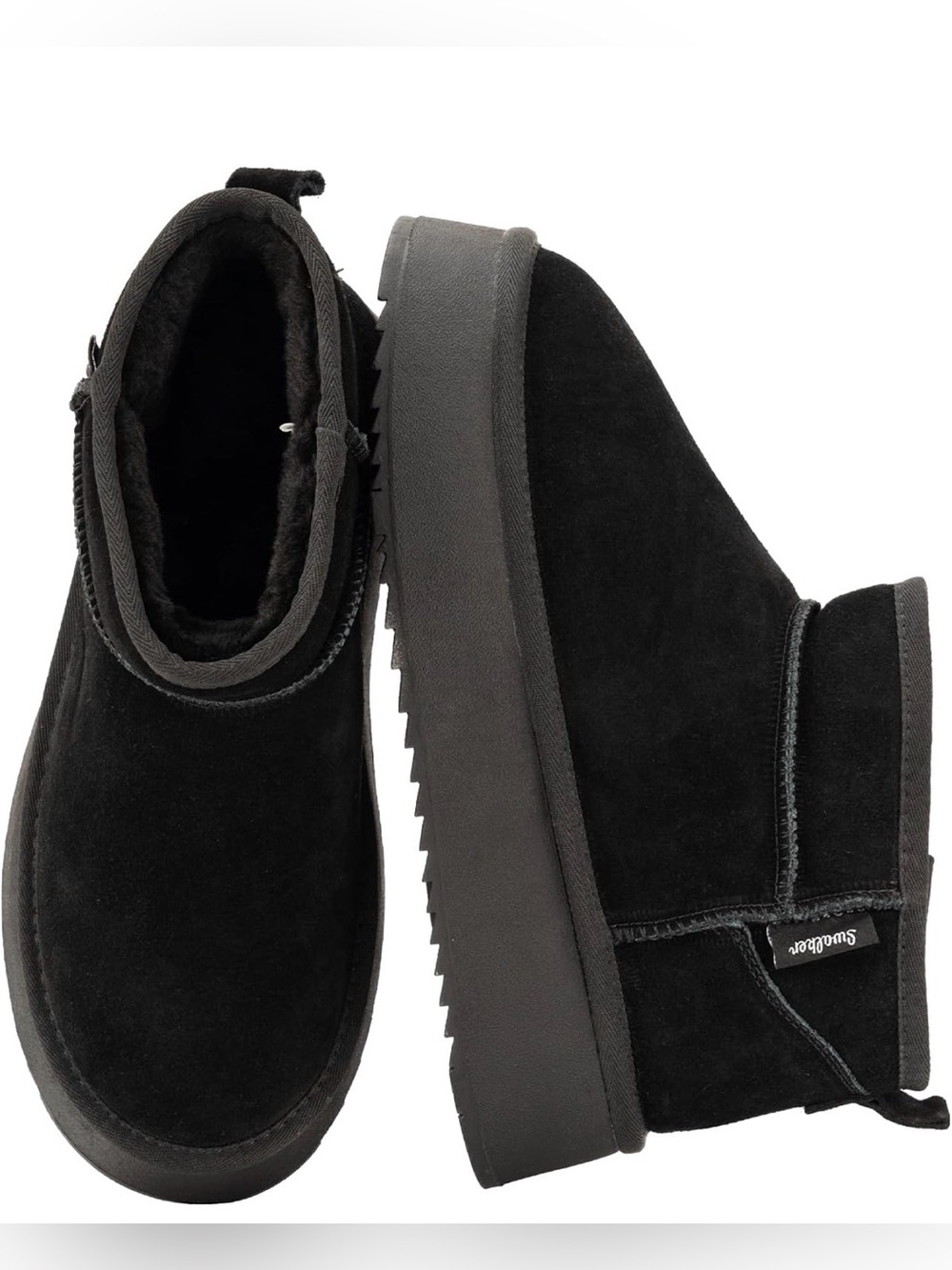 NWT Swalker Snow Boots Suede Faux Fur Lining Booties Slip Comfort Ankle Boots - Picture 2 of 7